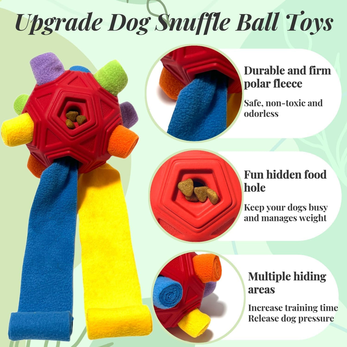 Interactive Snuffle Ball for Dog Toys Unbreakable Upgrade Ball Toy – Essentials for Dogs - Red Rainbow - image 3