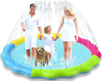 Jasonwell non slip splash pad sprinkler for kids and dogs spraying water in a backyard - view 2
