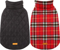 Kuoser waterproof reversible dog coat in vintage British-style plaid