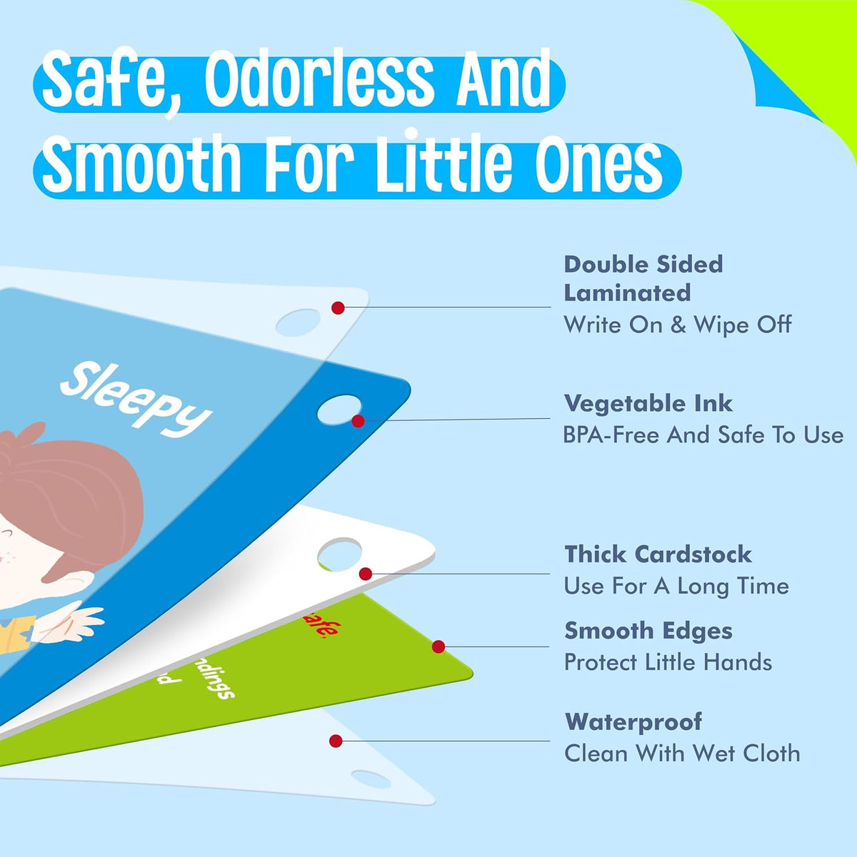 SpriteGru Spanish flashcards for toddlers with colorful cartoon images on rings - view 24