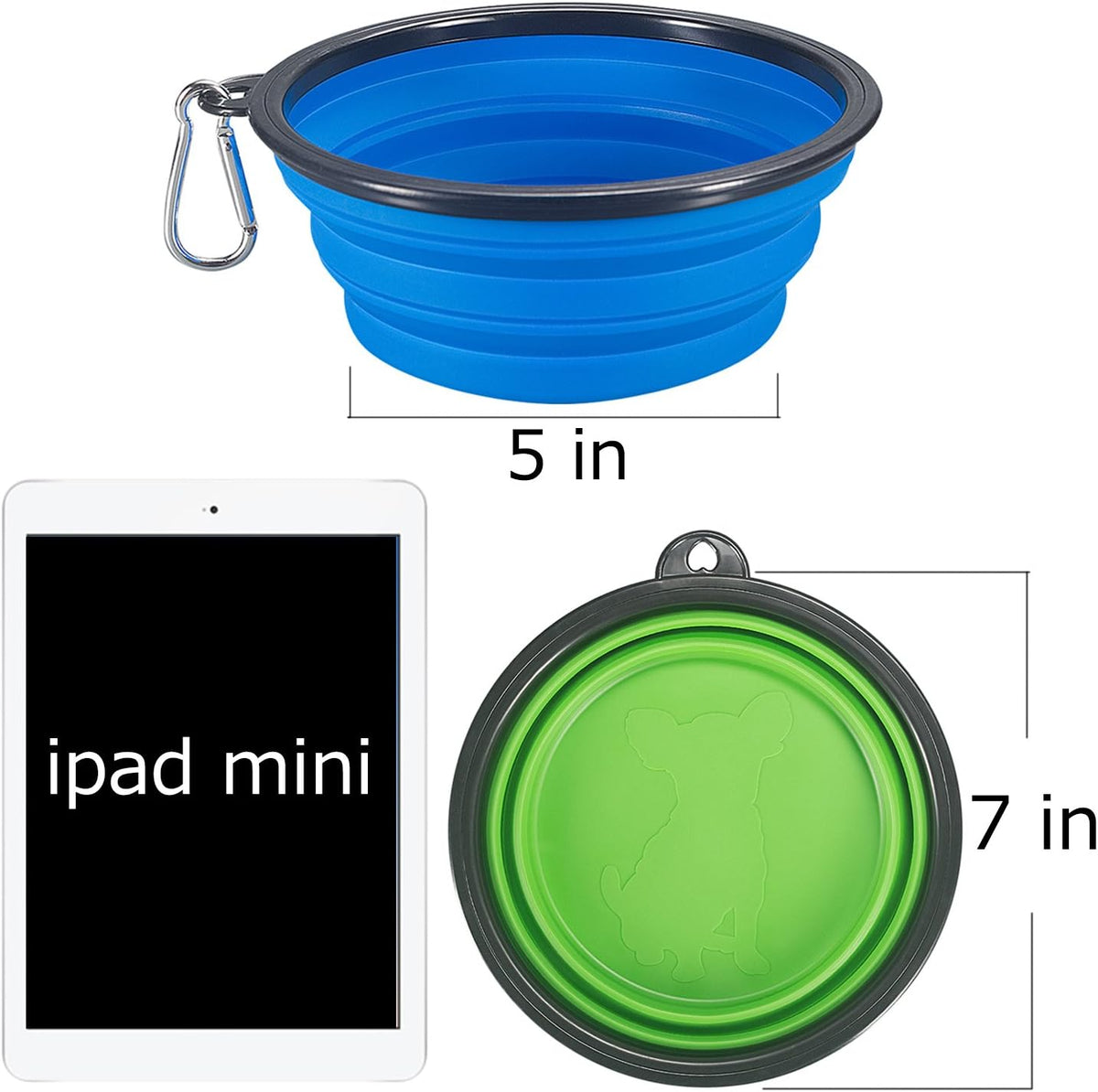 2-Pack Extra Large Size Collapsible Dog Bowl - Large / Blue and Green - image 2