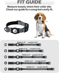 TagME Airtag Dog Collar,Waterproof Reflective Pet Collar with Airtag Holder,Soft Padded and Double D-Rings for Extra Large Dogs,Grey