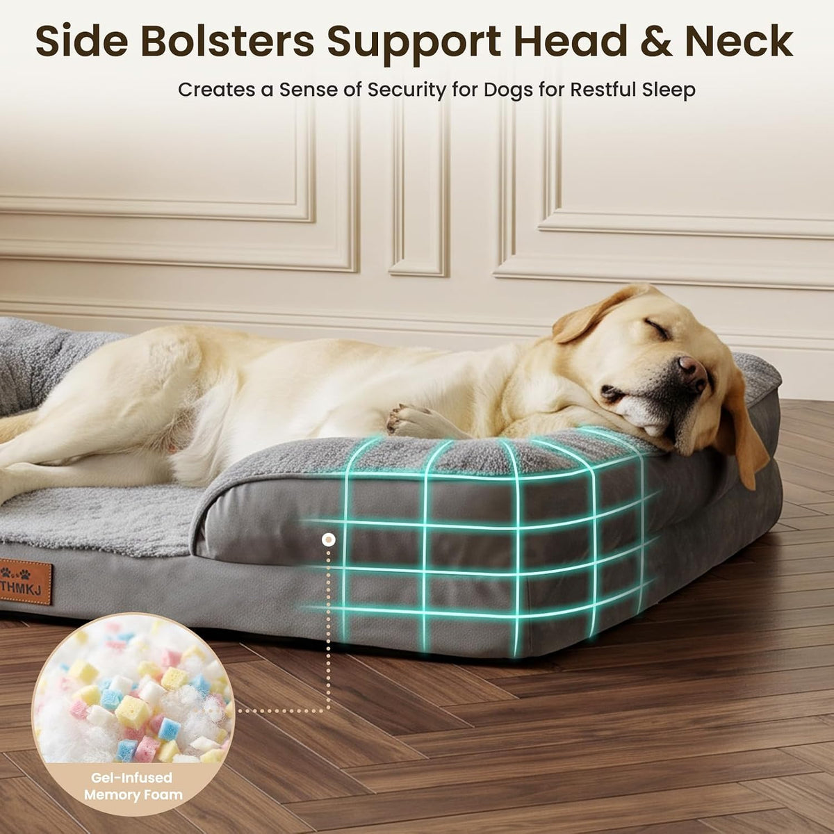 Orthopedic Dog Bed Medium Size Dog, Memory Foam Dog Bed Couch - Grey / 44.0" L x 31.5" W x 7.5" Th - image 3