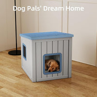 Dog House Small Dog Houses Outdoor with Sloped Roof Waterproof Ventilated Design Easy to Clean Elevated Floor Easy Assembly for Middle Sized Dogs