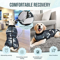 Lukovee Recovery Suit for Dogs, Zipper On Recovery Suit for Female Male Dog, Onesie Abdominal Wounds Cone E-Collar Alternative Prevent Licking Spay Recovery Suit (S,CF)