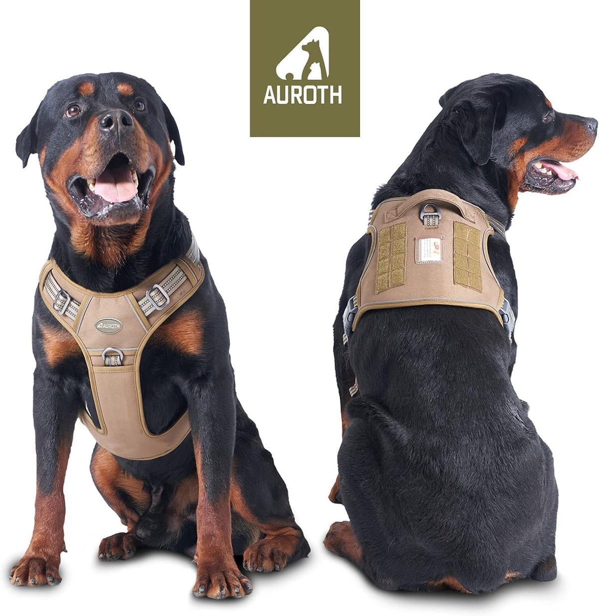 AUROTH Dog Harness for Large Dogs - Army yellow / L(Neck:18-29",Chest:24-37"),45-80 lbs - image 2