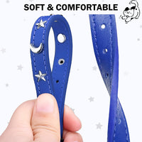 Leather Cat Collar, Breakaway Kitten Collars with Bell, Black – Essentials for Small Pets - Blue_Star & Moon / 8"-12" Cats / Mini Dogs(Pack of 1) - image 2