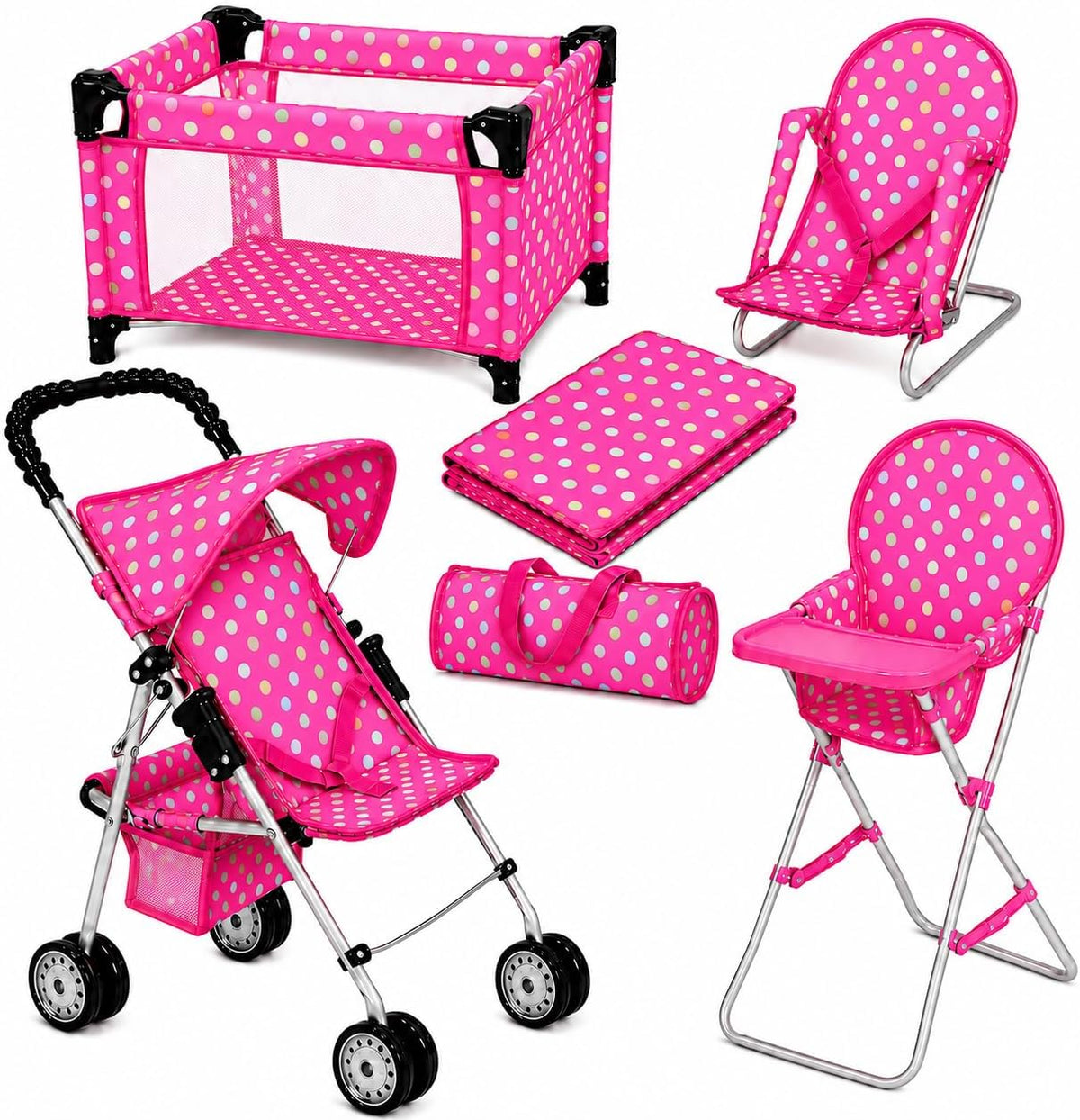 fash n kolor 4 Piece Doll Play Set, Includes - Pink