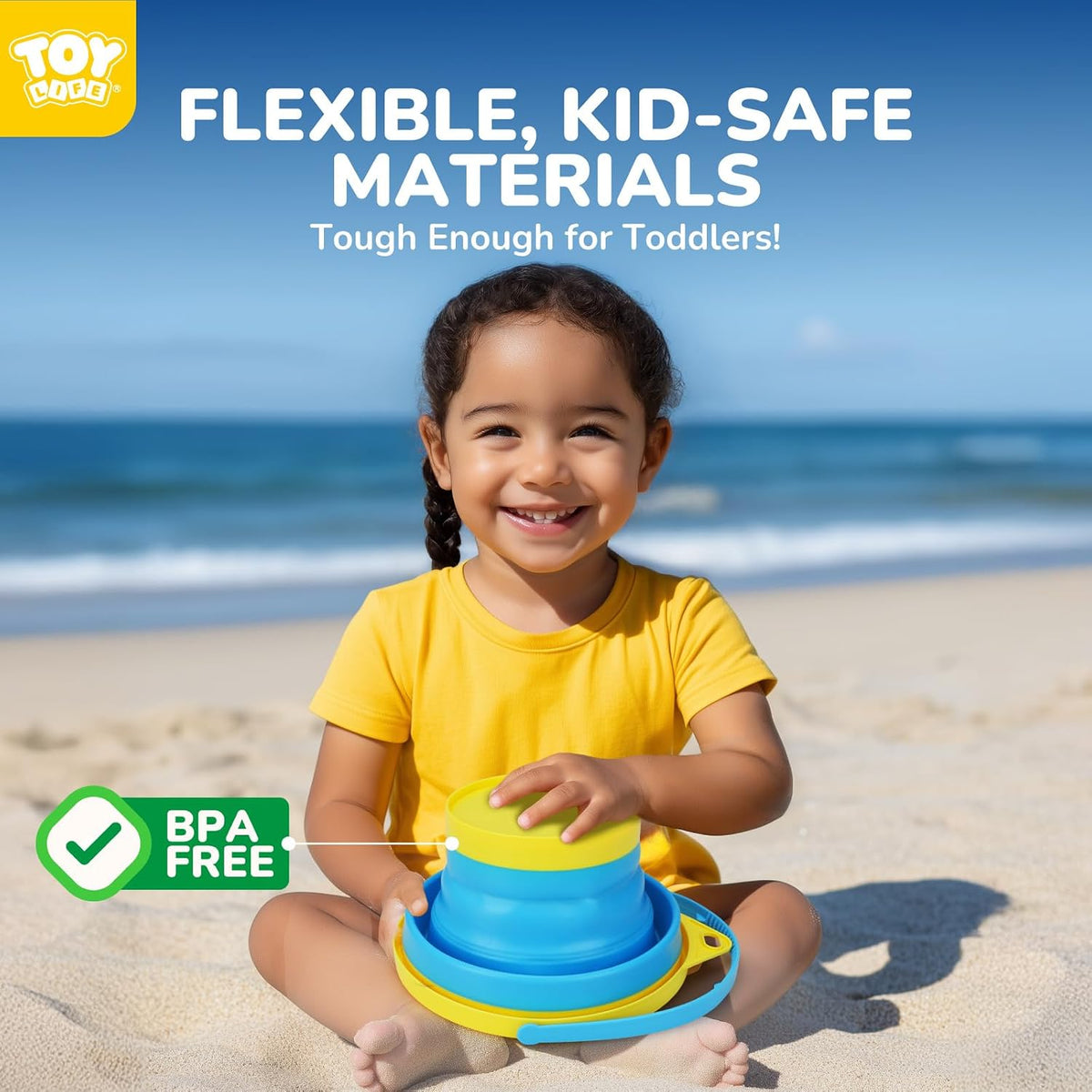 TOY Life Collapsible Beach Sand Toy Set, Silicone Beach Bucket - 3 Foldable Buckets With 6 Tools - image 3