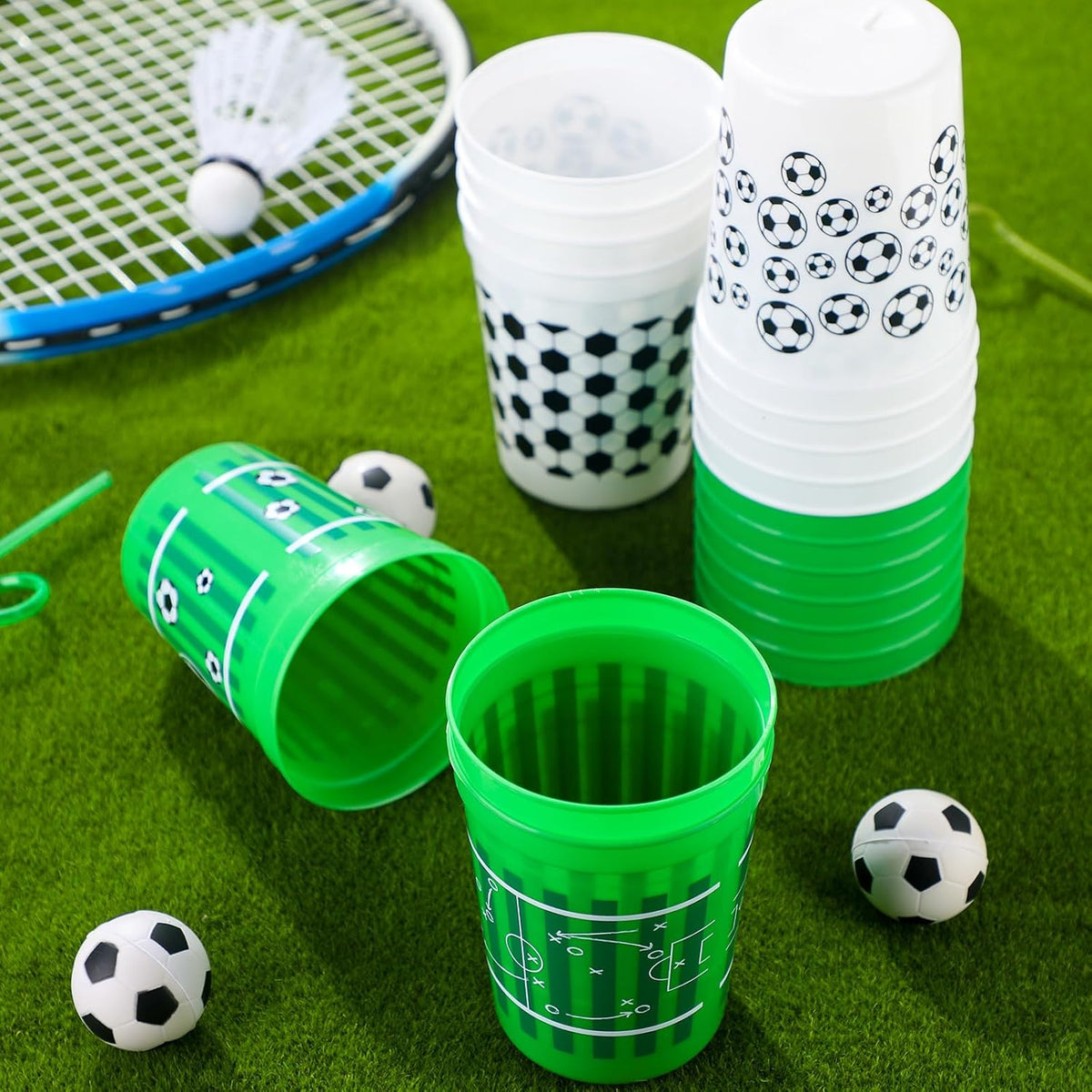 Norme 24 reusable plastic soccer party cups in 4 printed styles - view 26