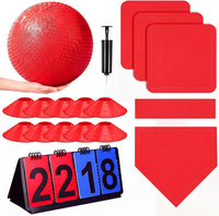 Jenaai blue kickball set with 10 inch ball, rubber bases, cones, scoreboard and pump - view 2