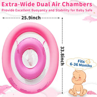 Dolphin Baby Float with Canopy UPF50+ for Age 6-36 Months Infant - pink - image 4