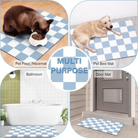 Cat Food Mat, 12"x 20" Cat Dog Mats for Food and Water Bowl - 12"L x 20"W / Blue & White - image 3