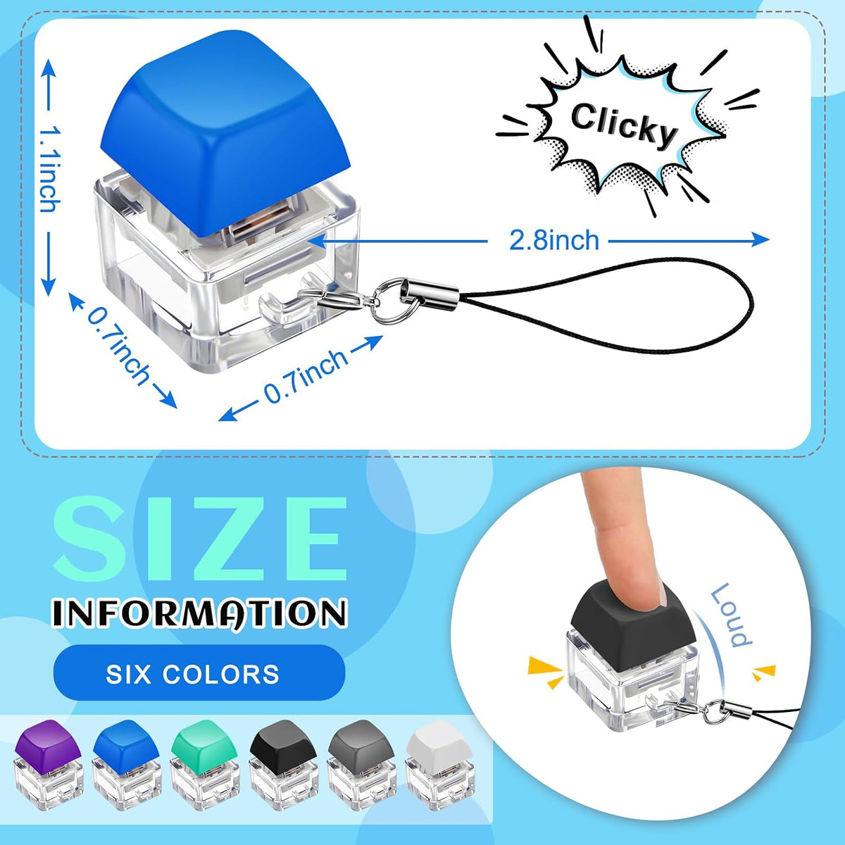 6 Pcs Keyboard Fidget Toy Keyboard Fidget Keychain - Dark / Classic / 6 - image 2