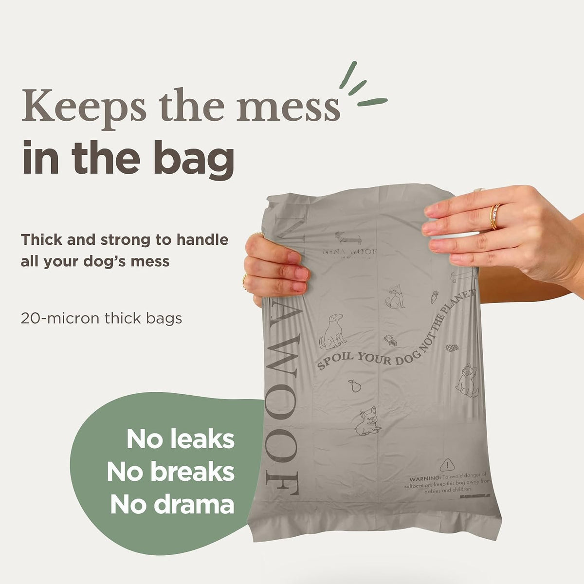 Nina Woof Dog Poop Bags for Daily Walks - Gray / 90 Bags (6 Rolls) - image 4