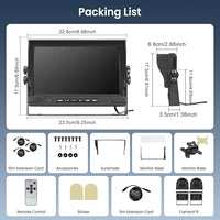 RV Backup Camera System 1080P, Hodozzy 9 Inch 4 Split Screen Monitor System, Waterproof 4 Reverse Cameras Night Vision Reversing Camera Kit for Car Truck/Trailer/Bus Truck/RV, DVR Loop Recording