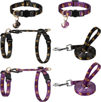 2 Pack Cat Harness and Leash with Collar Set - Black Purple