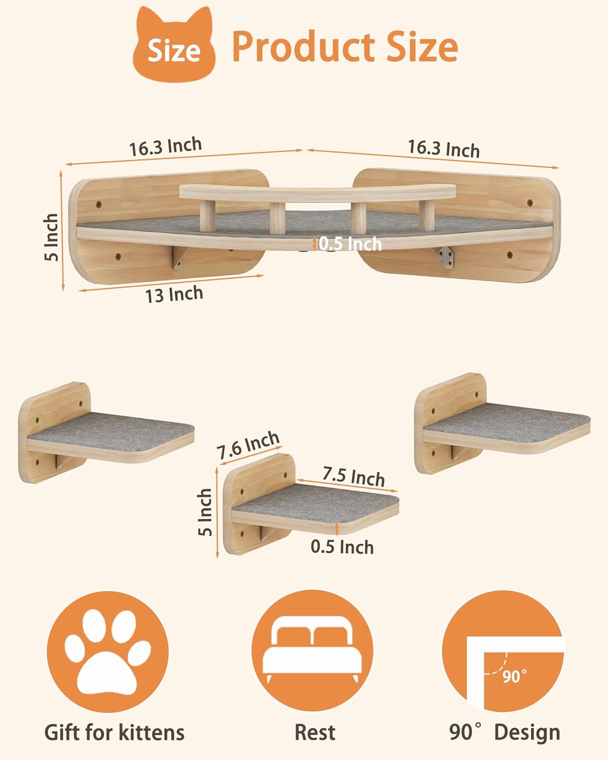 Megidok Cat Wall Furniture Corner Climbing Shelf Perches - L - image 2