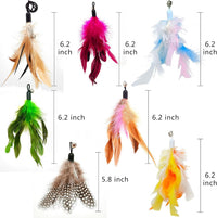 miwoowim 12 Pack Cat Wand Toy Refills with Bells - 12 colored feather replacements - image 2
