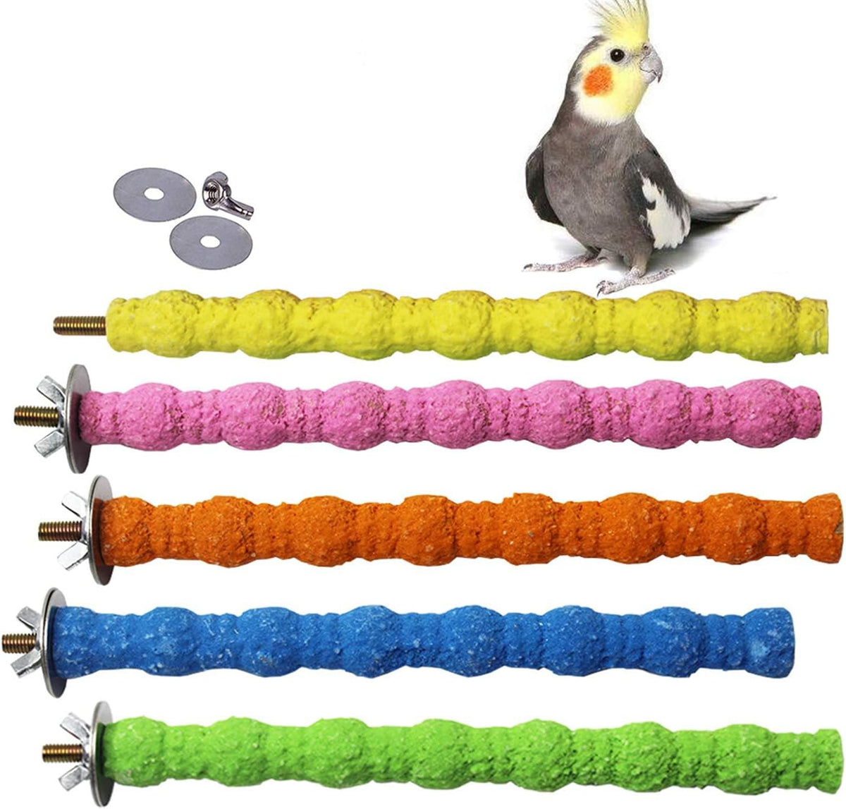 3PCS Bird Perch Parrot Stand Cage Accessories Natural Wooden Stick - 5PCS,6.29inch