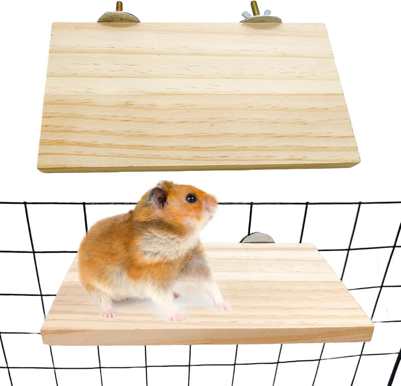 2Pcs Chinchilla Wood Ledge Hamster Wooden Flexible Platform Perch - 7.5 × 4 inch