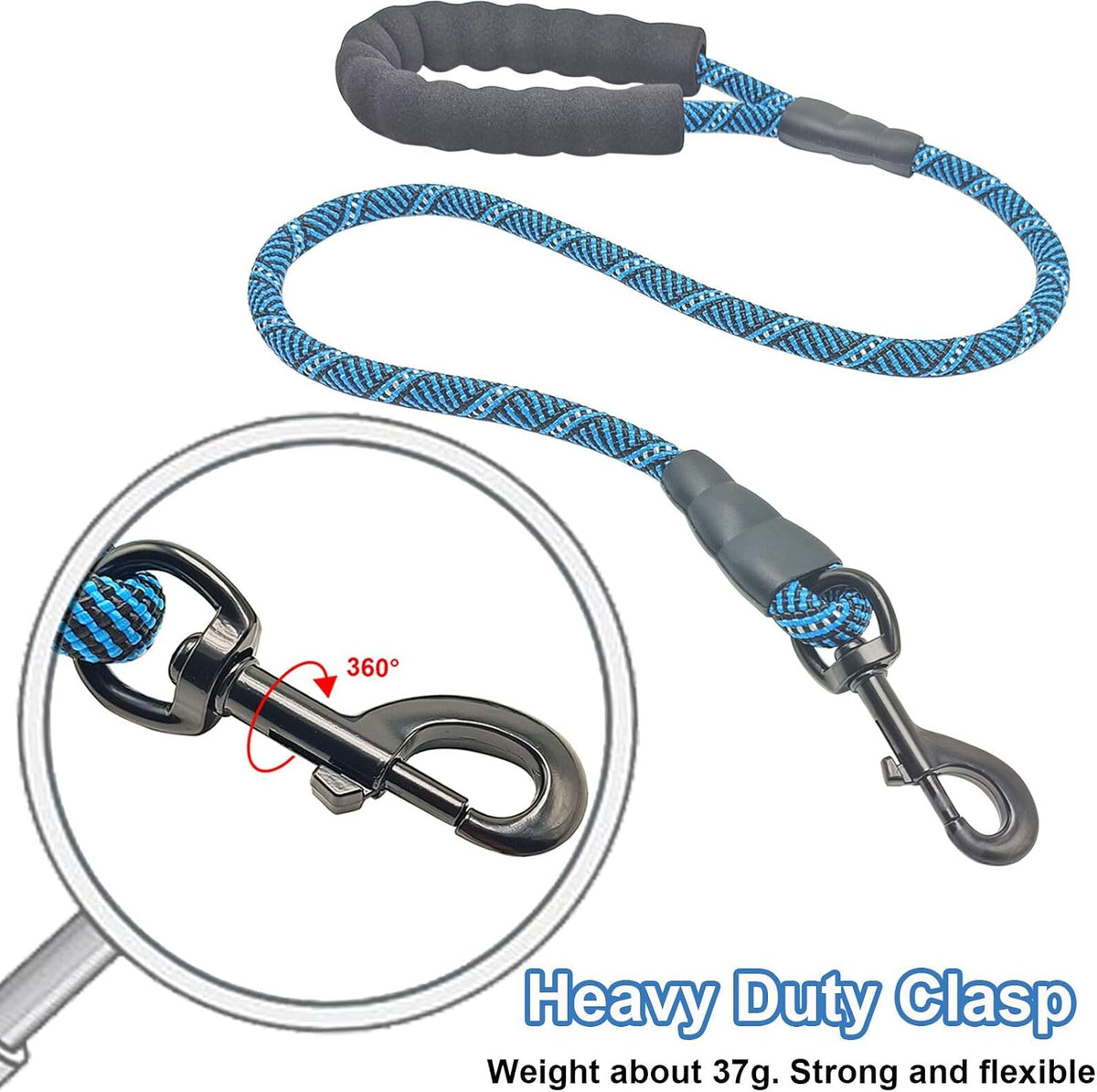 MayPaw Rope Dog Leash, Thick Leash for Medium Large Dogs - blue black / 1/2" * 3' - image 2