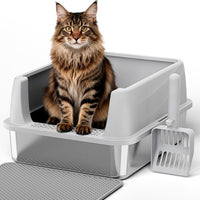 Henkelion Stainless Steel Cat Litter Box with Lid - S