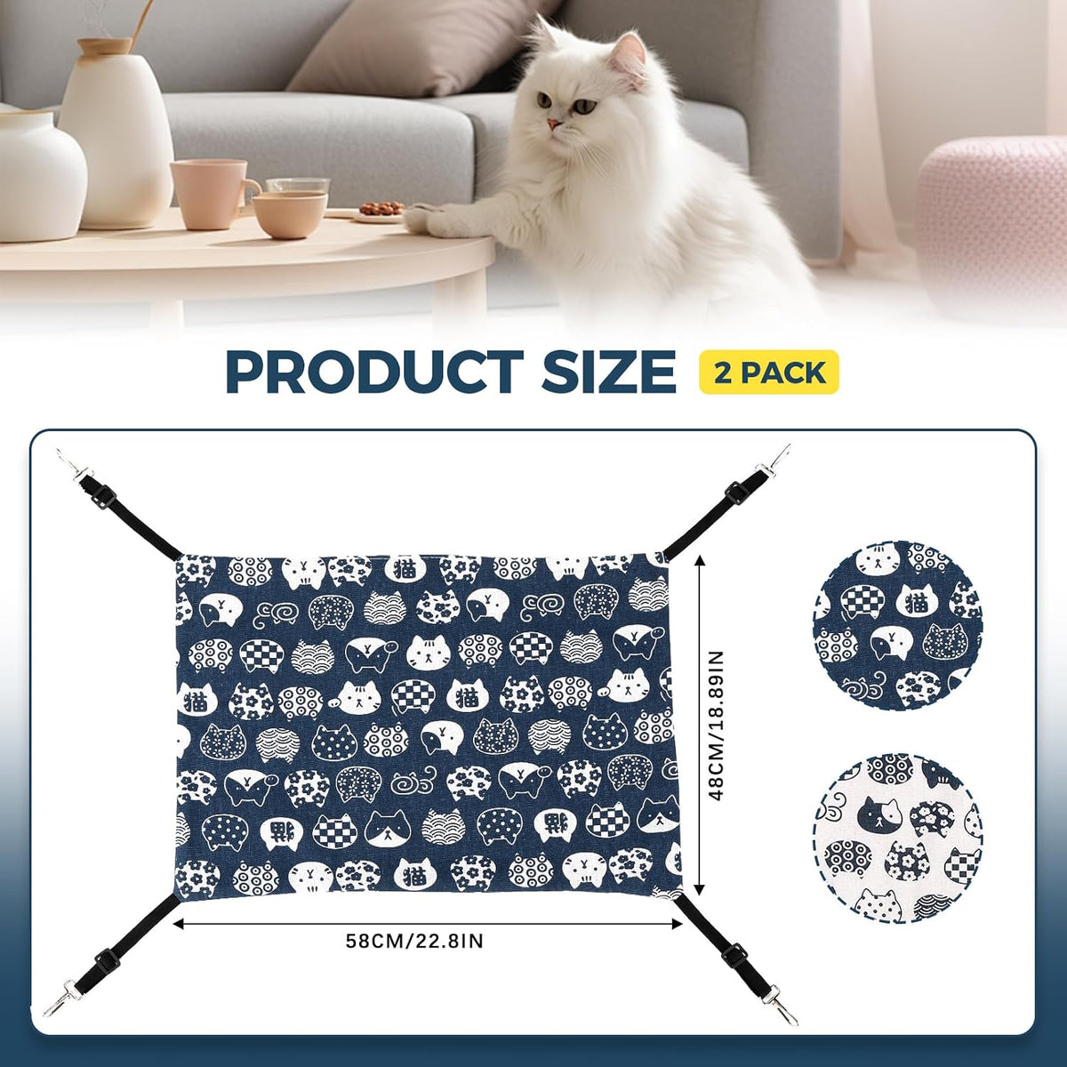 Cat Hammock for Cage Hanging Reversible 2Pack - CAT / L - image 4
