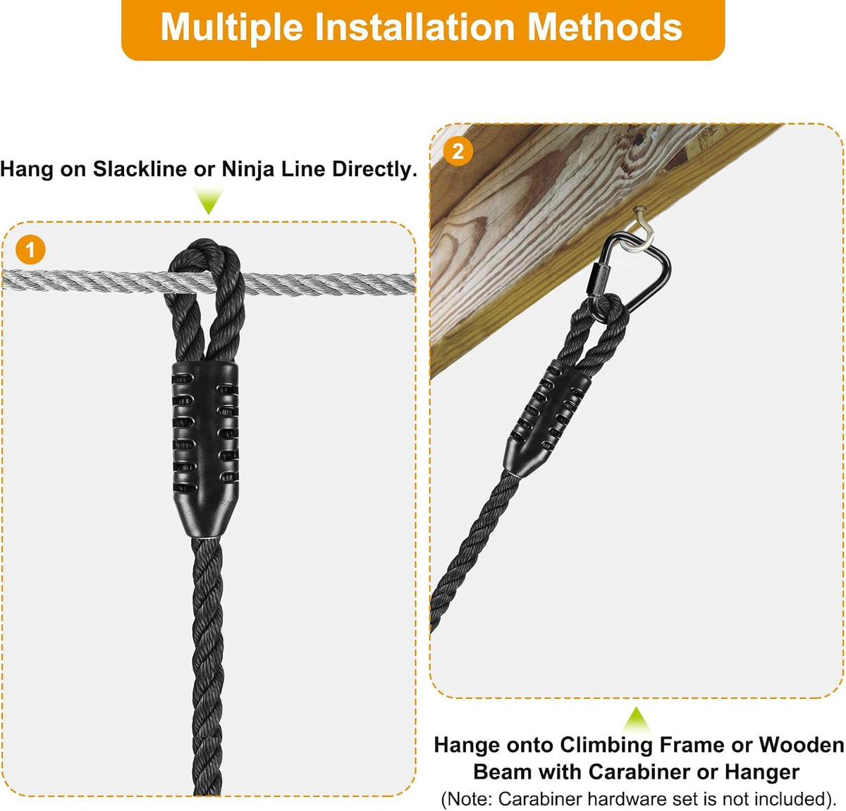Climbing Cargo Net 49" x 77" Heavy Duty Climbing Rope Net for Outdoor - Black / 49" x 77" - image 4