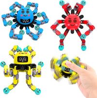 Transformable Fidget Spinner Toys for Kids and Adults - 1 Yellow+1 Blue+1 Red