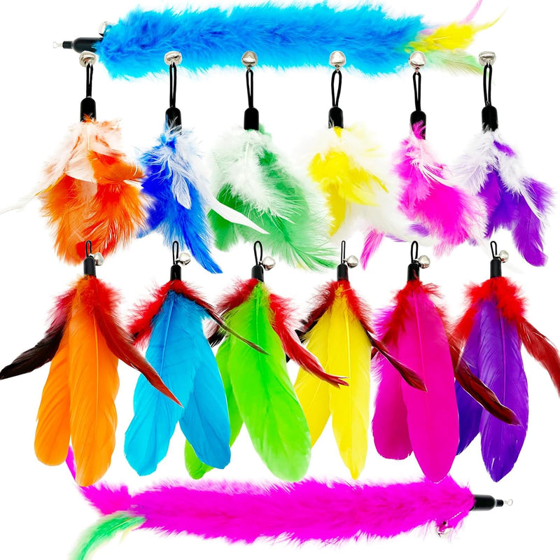 Cat Feather Toys Refills, 10 Pieces Worms Feathers Refills, Cat Wand Replacement Feathers Toy - 14 PCS Cat Feather Toy Refills