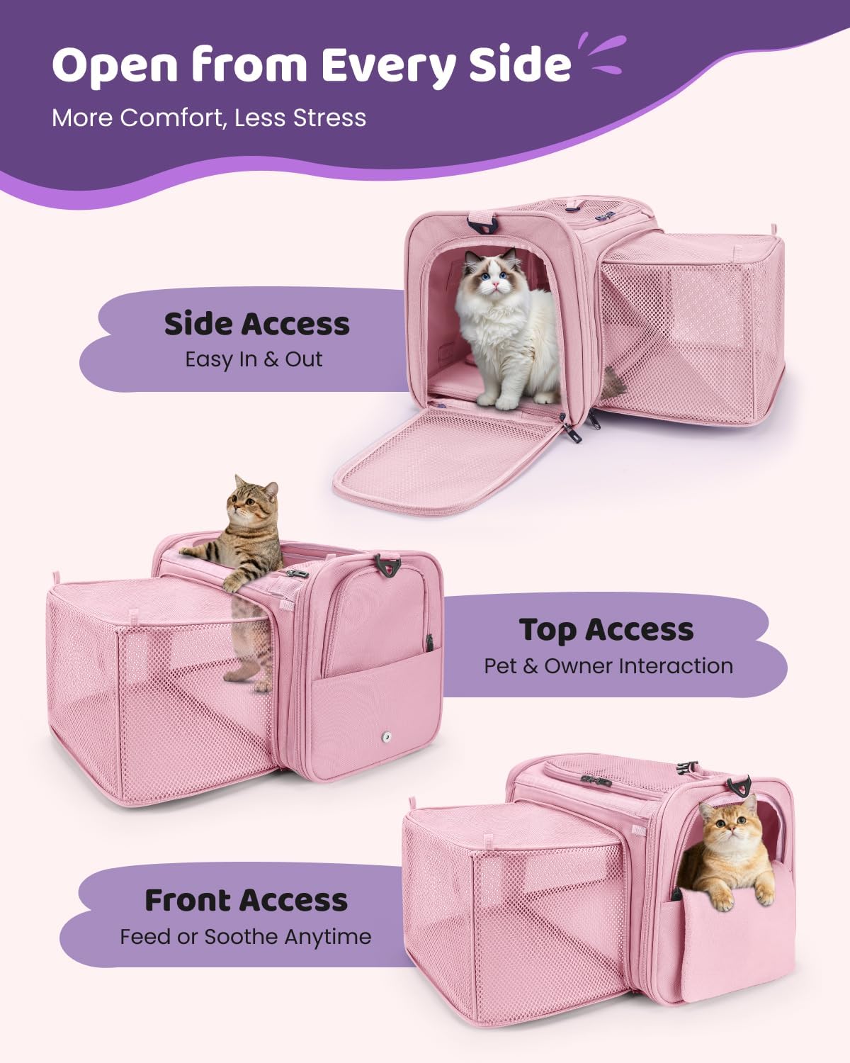 MIDOG Soft Cat Carrier Airline Approved - Coral / 17.0"L x 11.0"W x 11.0"H - image 3