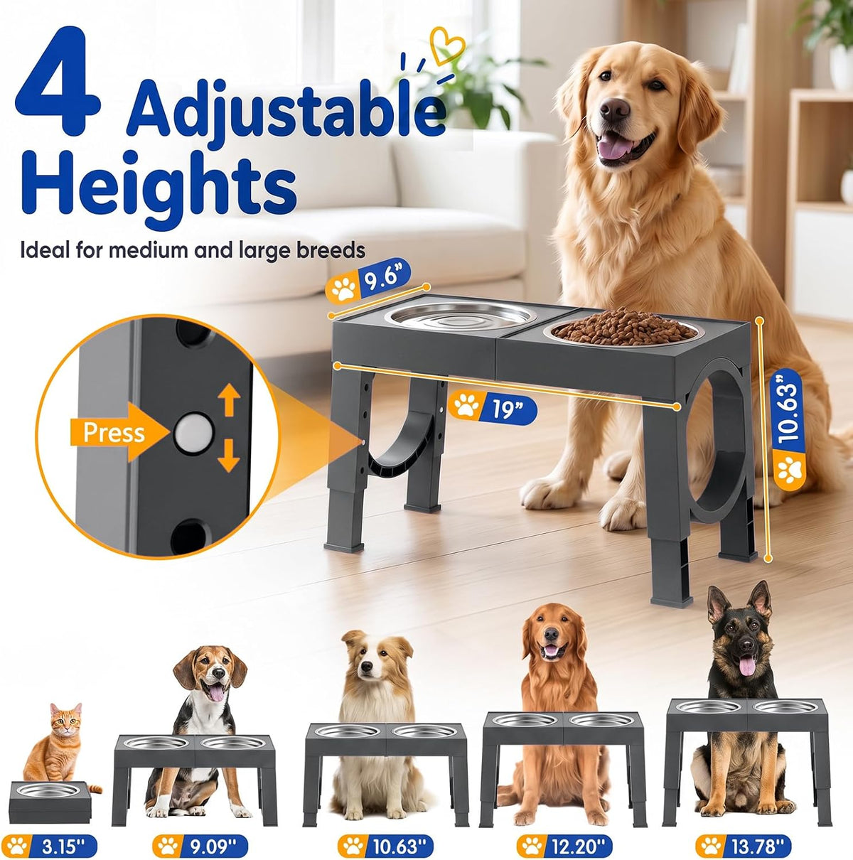 XIAZ Elevated Dog Bowls Large Breed Raised Dogs Bowl Stand - D-Grey / Basic - image 2