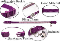 BoomBone Rhinestone Cat Breakaway Collar Pack of 2 Purple Kitten - Purple - image 3