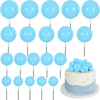BEISHIDA 20 PCS Gold Mini Ball Cake Toppers Foam Cake Balls - Ball-light Blue