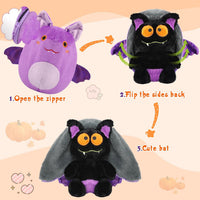 MIAODAM 11 inch reversible Halloween bat plush in purple - view 7