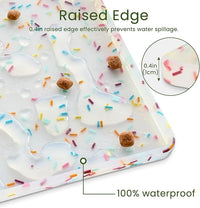 Ptlom Dog Food Mat Anti-Slip Dog Bowl Mats for Food and Water, Waterproof Pet Placemat Prevents Messy Spill to Floor, Silicone Puppy Feeding Tray for Small, Medium and Large Dogs Cats