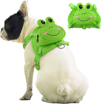 Dog Backpack Harness, No-Pull Dog Backpack with D-Ring, Frog, M - Green Frog / Small