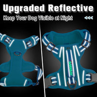 BARKBAY Dog Harness No Pull with ID Tag Pocket - Heavy Duty, Reflective, Easy Control for Large Dogs(Blue,L)