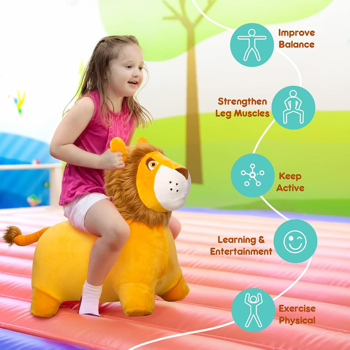 ZOOJOY Inflatable Horse Hopping Toy - Lion - image 4