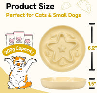 2 Pcs Cat Slow Feeder Bowl - Buttercream + Coral Pink / 6.2'' - image 2