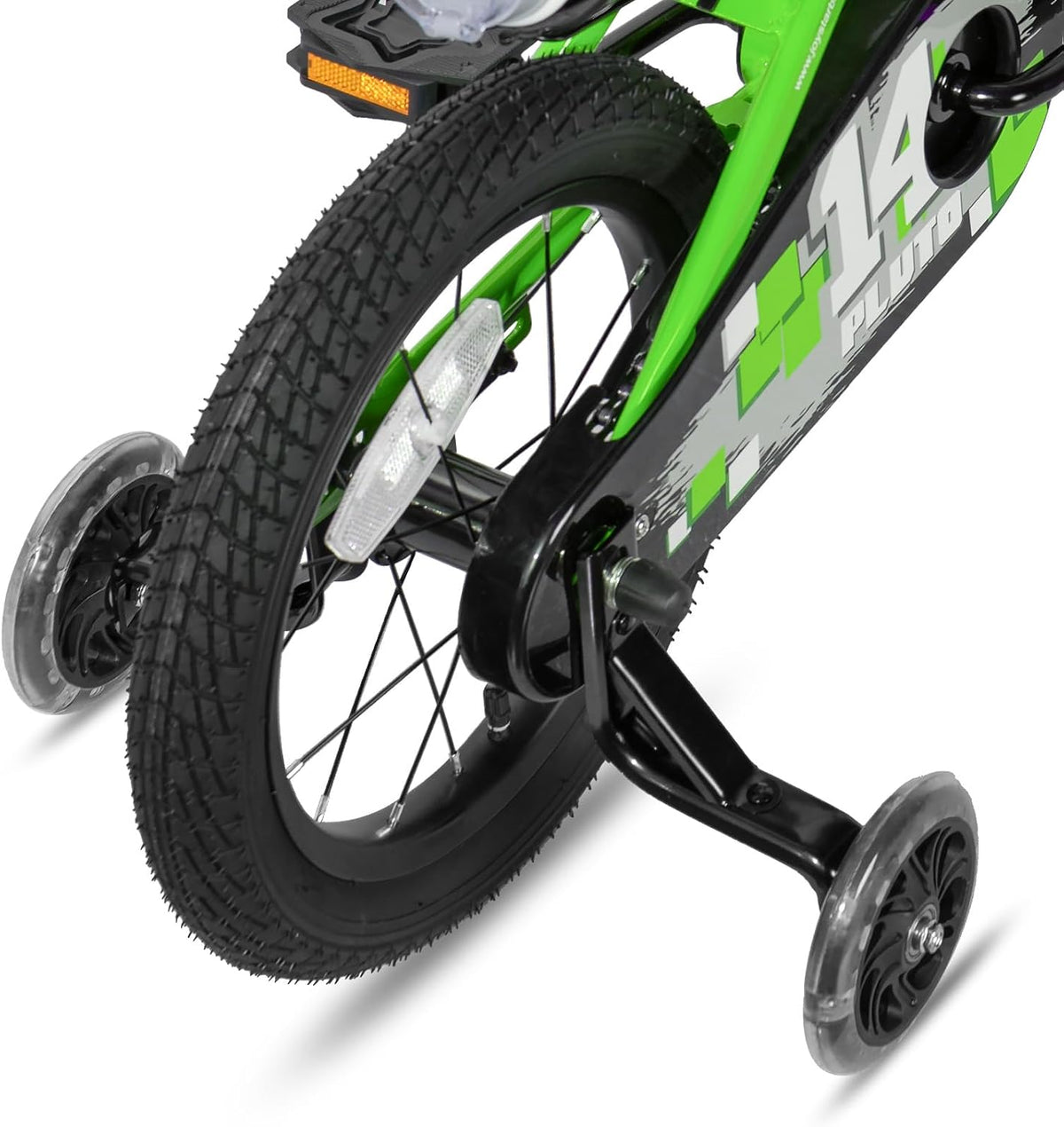 JOYSTAR Pluto 12-20" Kids Bike with Light Up Training Wheels – Fun for Kids & Family - Green / 16 Inch with Flash Training Wheels - image 3