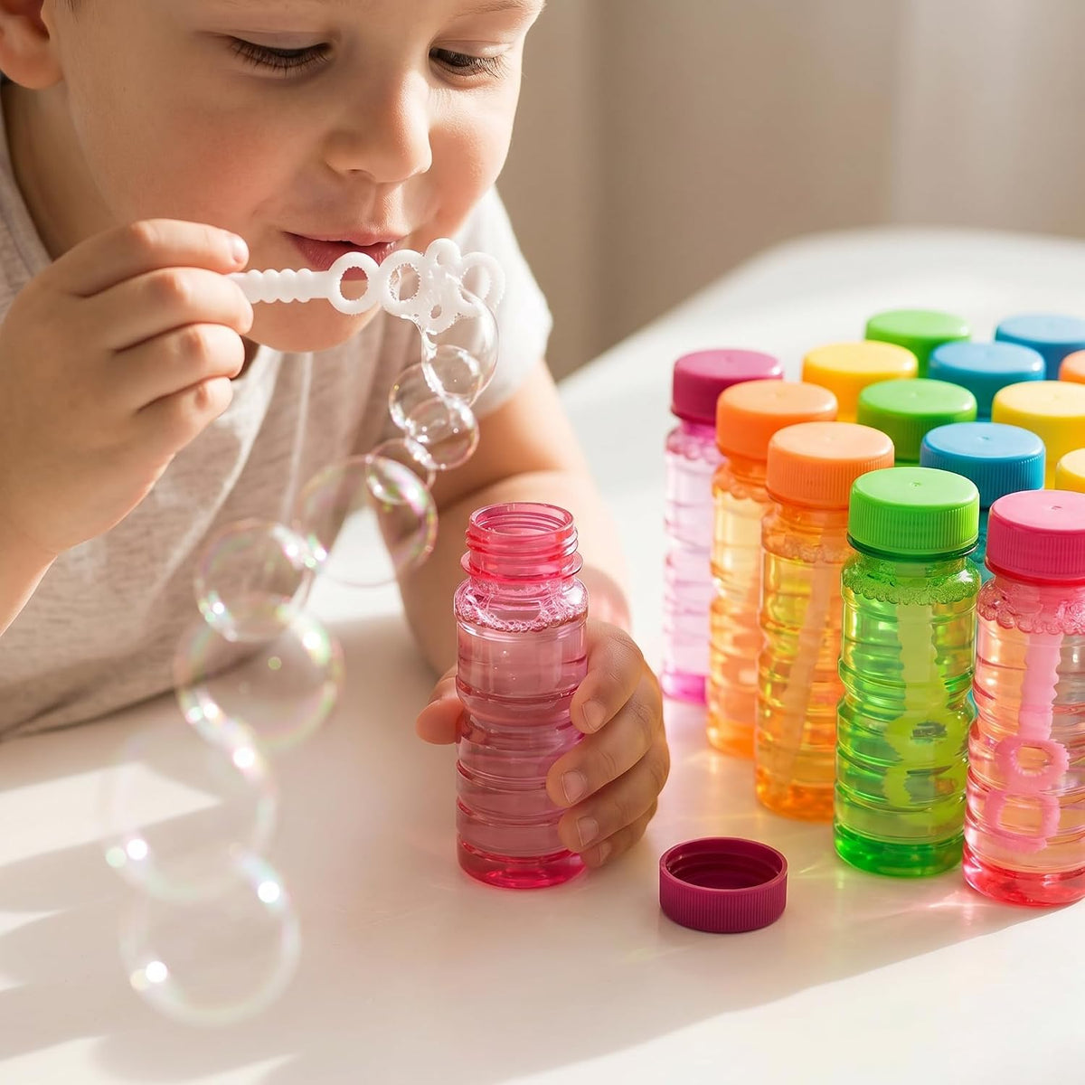 novelinks 24 pack of 4 oz bubble bottles with wands in six bright colors - view 6
