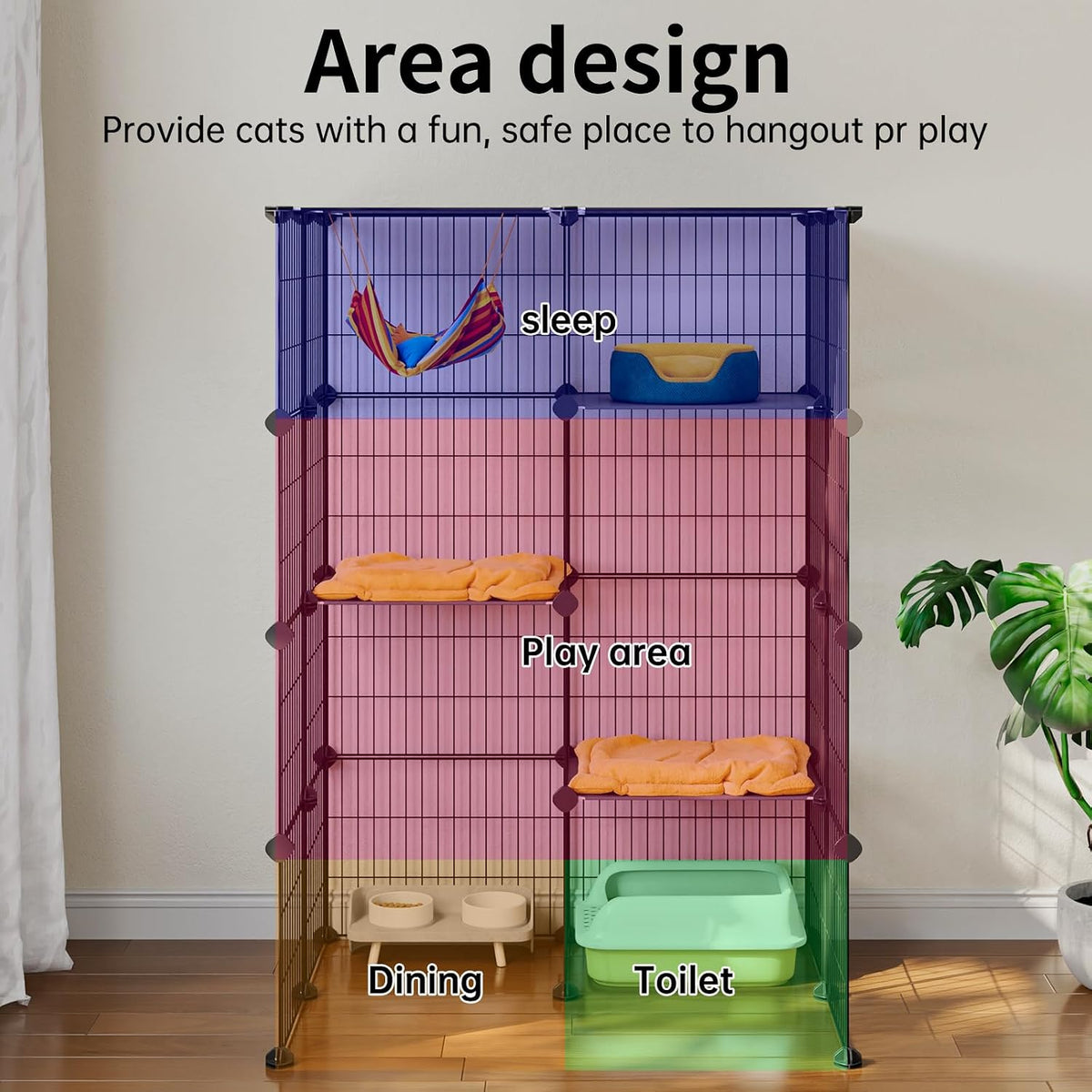 3-Tier Cat Cages Indoor Enclosure DIY Cat Playpen Catio Detachable - 31.5"L x 23.6"W x 47.2"H - image 4