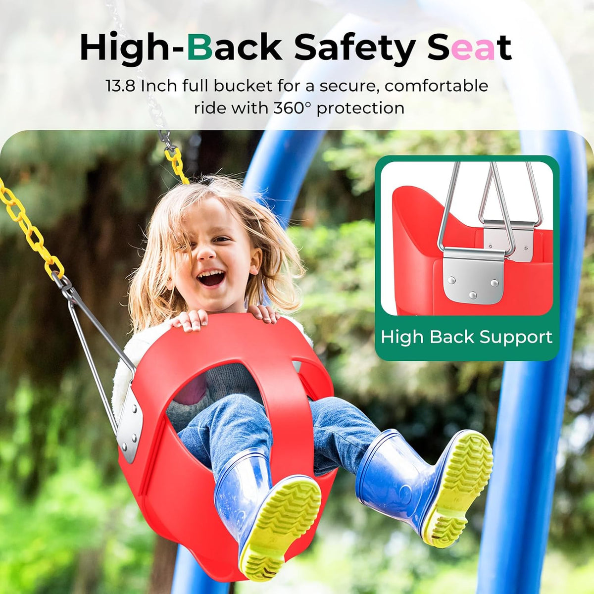DECORLIFE Toddler Swing, Baby Swing Outdoor - Red - 1 Pack - image 3