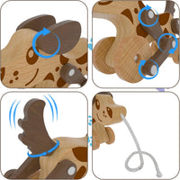 LKyoxs wooden pull along dog toy with swinging legs and pull string - view 6