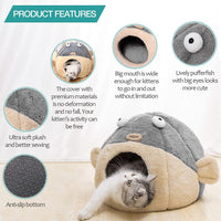 Cat Beds for Indoor Cats-Cat Bed Cave - L / Grey - image 3