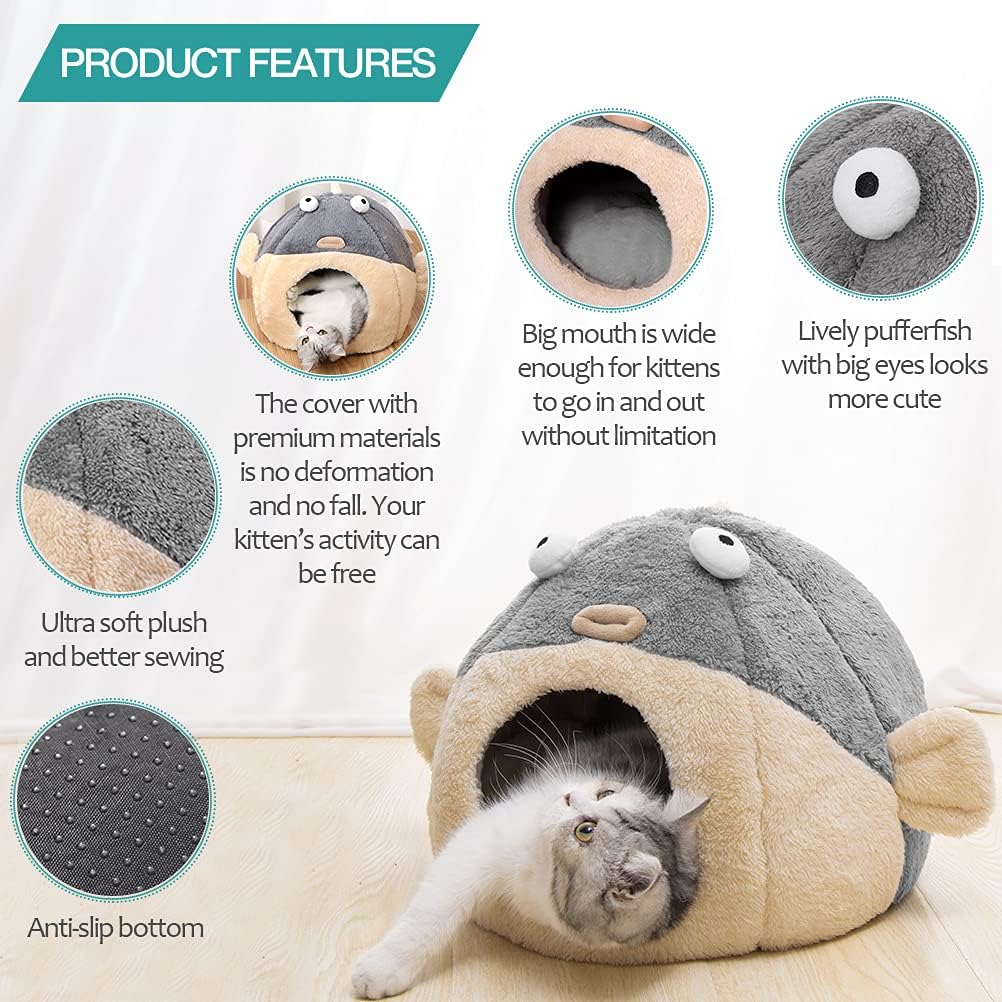 Cat Beds for Indoor Cats-Cat Bed Cave - L / Grey - image 3