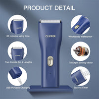 Professional Household Waterproof Low Noise Pet Hair Clippers - Ts006-blue - image 2