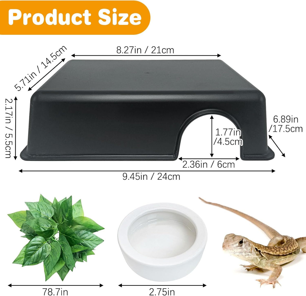 Leopard Gecko Humid Hide Reptiles Humidity Box – Essentials for Reptiles And Amphibians - Black Large Hide Box-2Pack - image 2